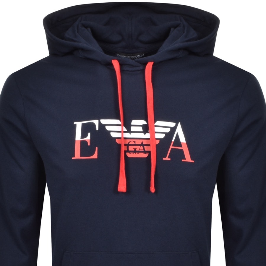 Alternative Image for ProductEmporio Armani Lounge Logo Hoodie Navy2